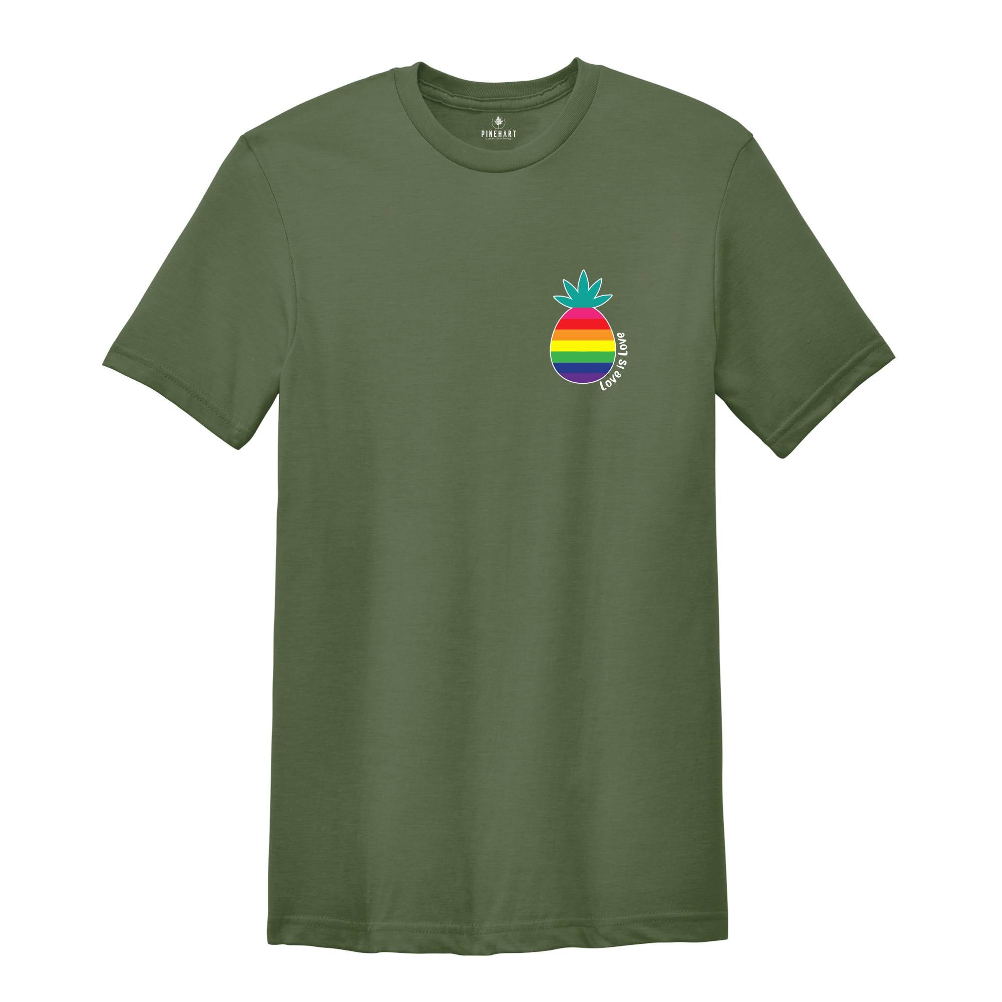Pocket Rainbow Pineapple LGBTQ Shirt, Love Is Love LGBTQ T-Shirt, Lesbian Tee, Gay Shirt, Pride Pineapple Gift