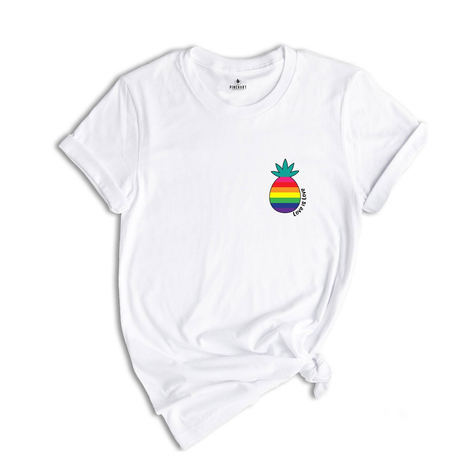 Pocket Rainbow Pineapple LGBTQ Shirt, Love Is Love LGBTQ T-Shirt, Lesbian Tee, Gay Shirt, Pride Pineapple Gift
