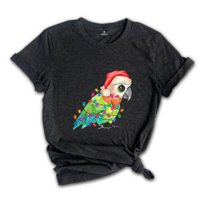 Pocket Size Cute Christmas Parrot Shirt, Christmas Party, Christmas Costume, Tiny Christmas Animal Tee, Adorable Xmas Tee