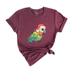 Pocket Size Cute Christmas Parrot Shirt, Christmas Party, Christmas Costume, Tiny Christmas Animal Tee, Adorable Xmas Tee
