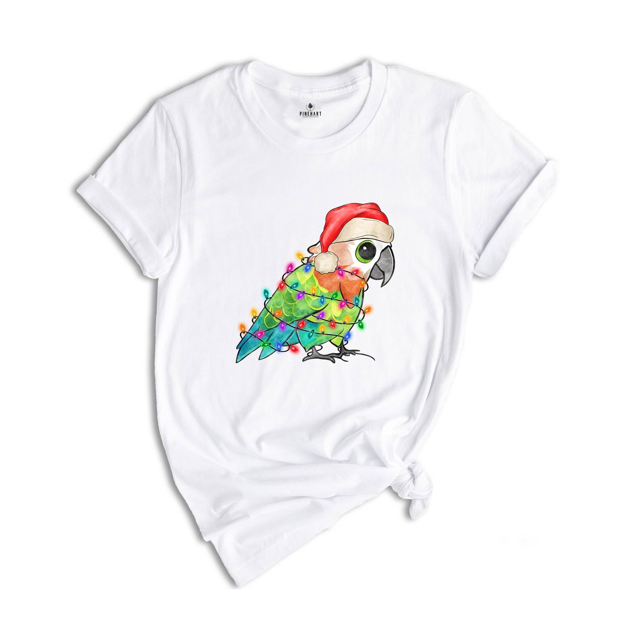 Pocket Size Cute Christmas Parrot Shirt, Christmas Party, Christmas Costume, Tiny Christmas Animal Tee, Adorable Xmas Tee