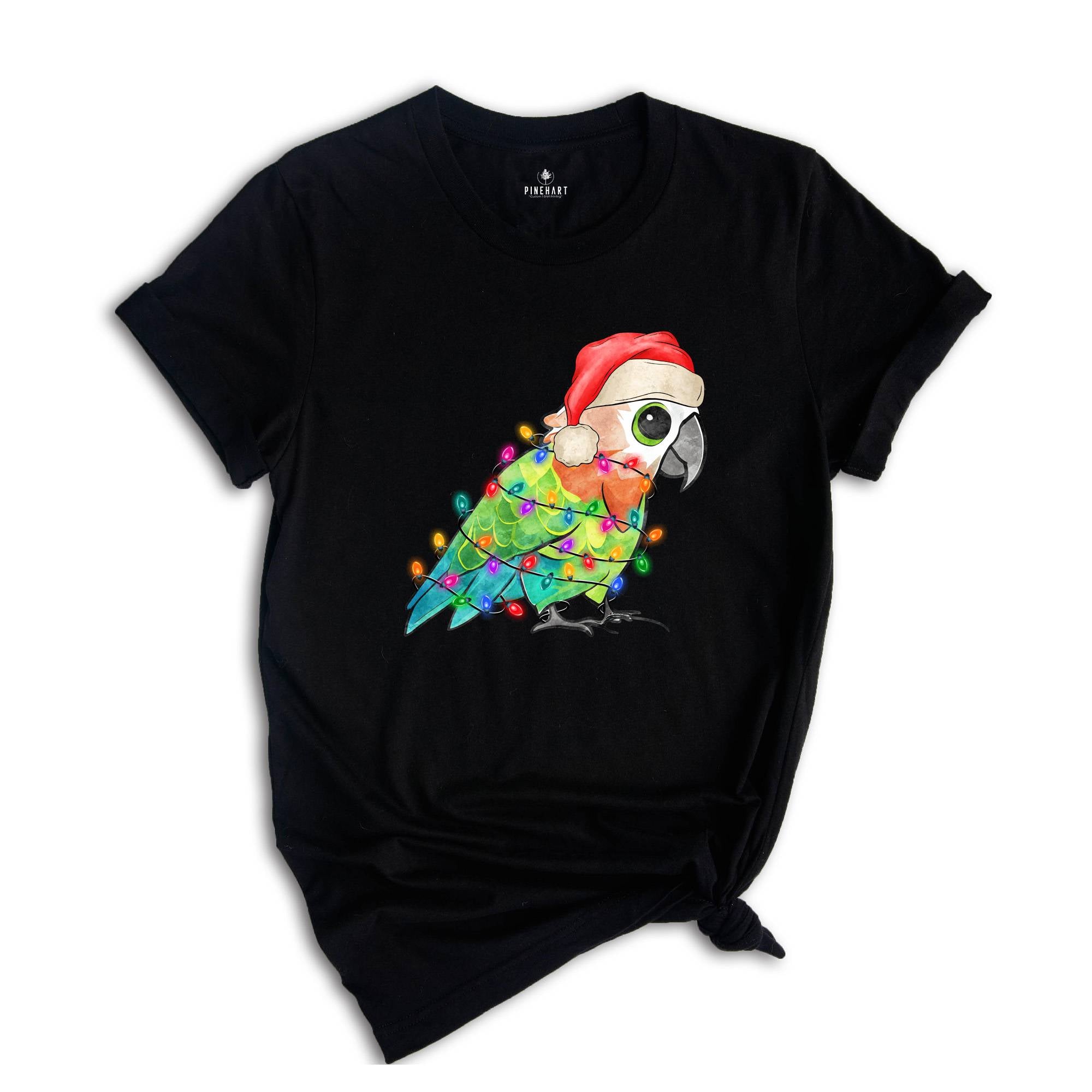 Pocket Size Cute Christmas Parrot Shirt, Christmas Party, Christmas Costume, Tiny Christmas Animal Tee, Adorable Xmas Tee