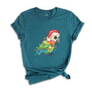 Pocket Size Cute Christmas Parrot Shirt, Christmas Party, Christmas Costume, Tiny Christmas Animal Tee, Adorable Xmas Tee