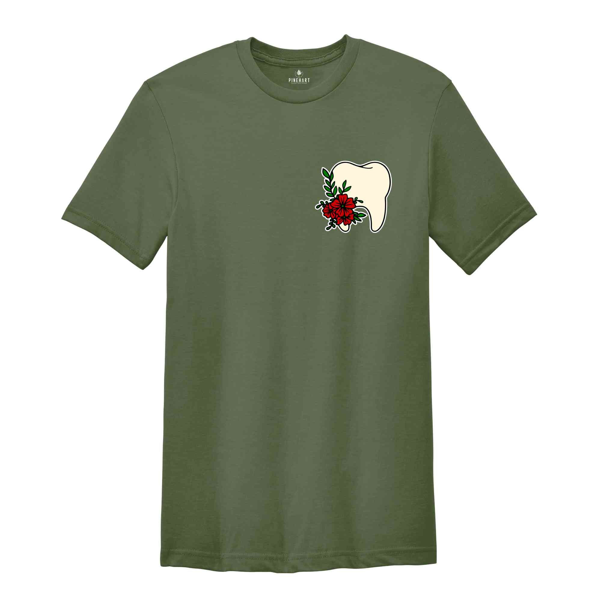 Pocket Size Floral Tooth Shirt, Tooth Fairy Shirt, Dental Assistant Shirt, Dental Shirt, Dental Office T-Shirt