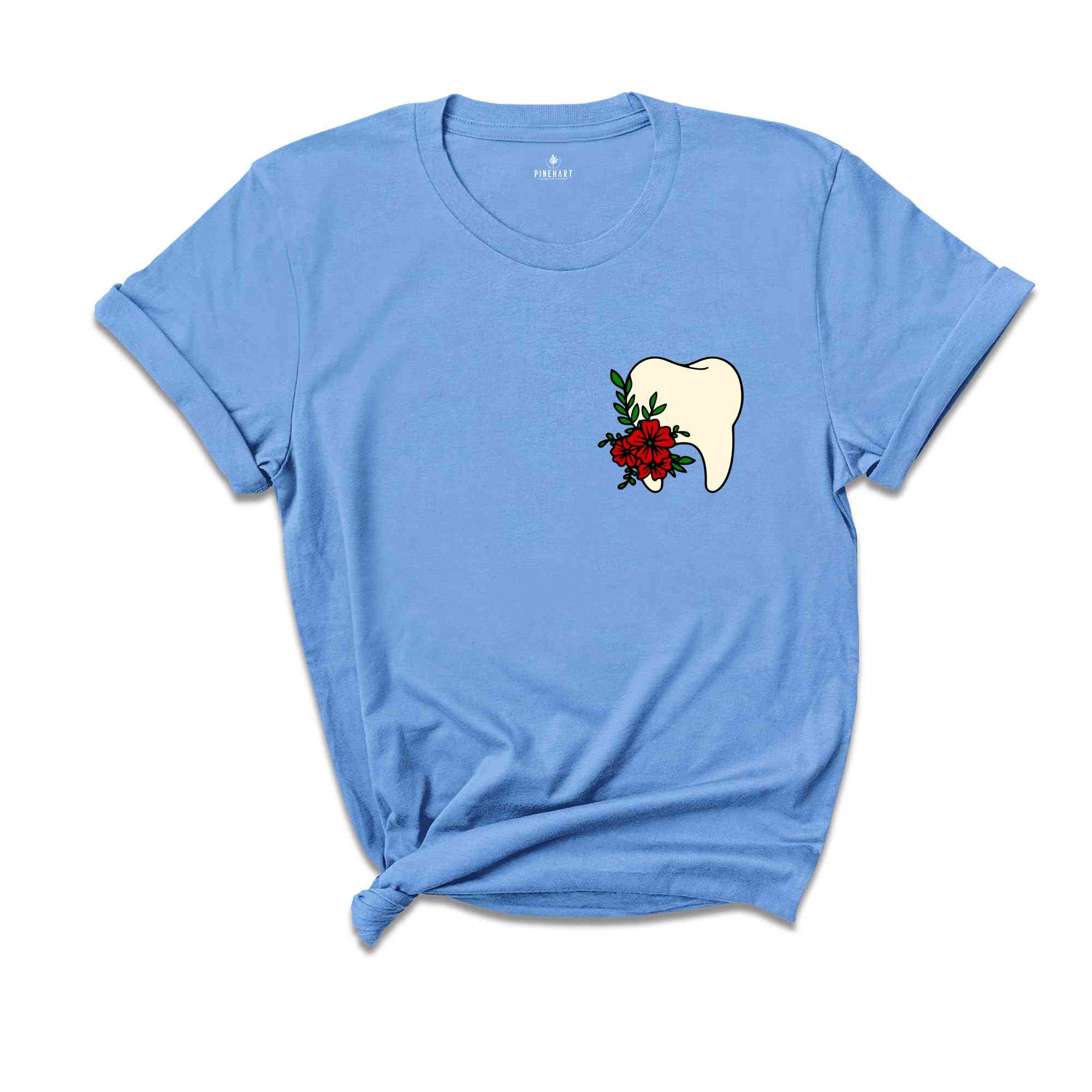 Pocket Size Floral Tooth Shirt, Tooth Fairy Shirt, Dental Assistant Shirt, Dental Shirt, Dental Office T-Shirt