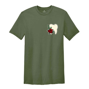 Pocket Size Floral Tooth Shirt, Tooth Fairy Shirt, Dental Assistant Shirt, Dental Shirt, Dental Office T-Shirt