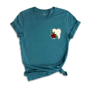 Pocket Size Floral Tooth Shirt, Tooth Fairy Shirt, Dental Assistant Shirt, Dental Shirt, Dental Office T-Shirt