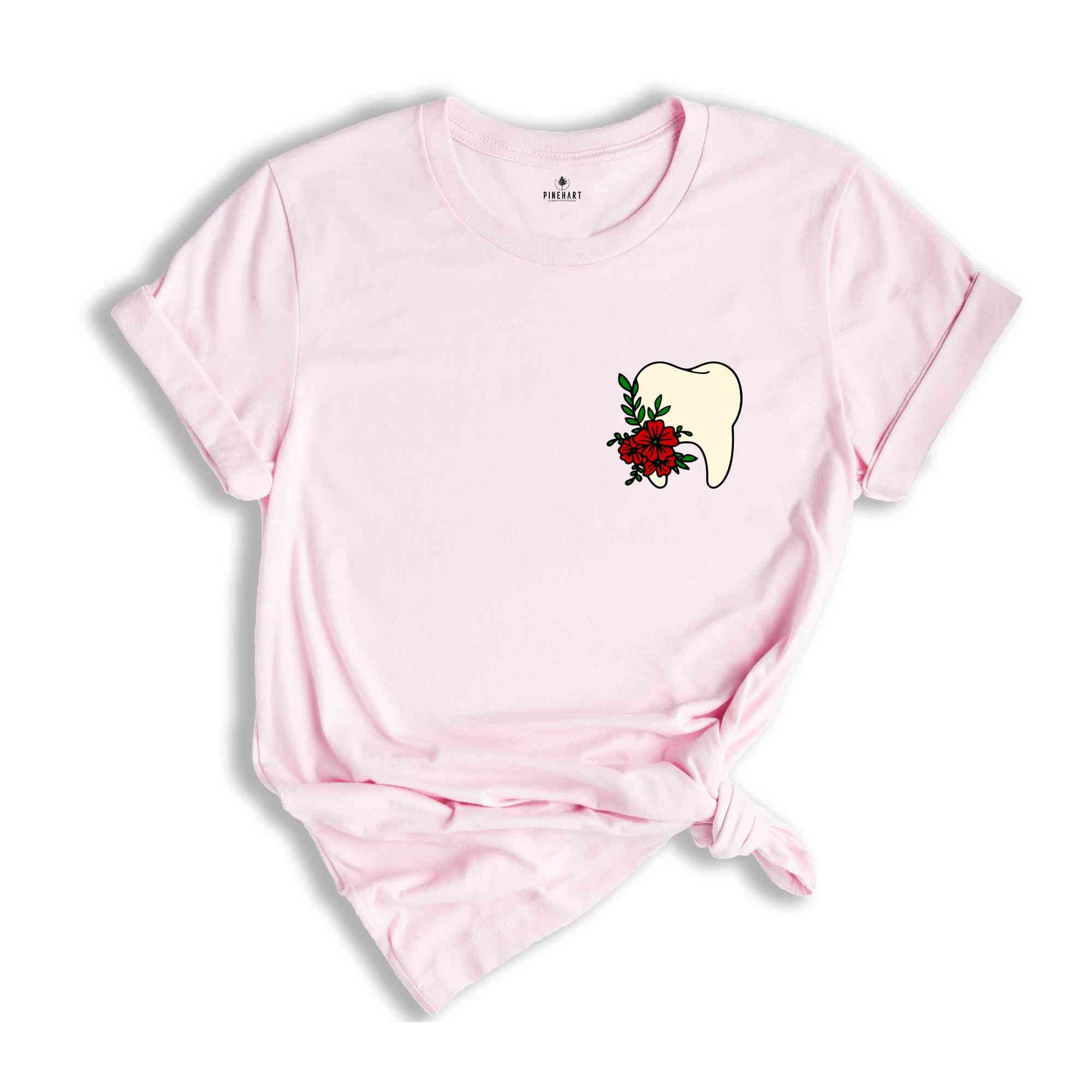 Pocket Size Floral Tooth Shirt, Tooth Fairy Shirt, Dental Assistant Shirt, Dental Shirt, Dental Office T-Shirt