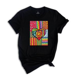 Pop Art Shirt, Heart Shirt, Graffiti Shirt, Rainbow Shirt, Minimalist Shirt, Pop Art, Vintage Shirt, Colorful Heart Shirt