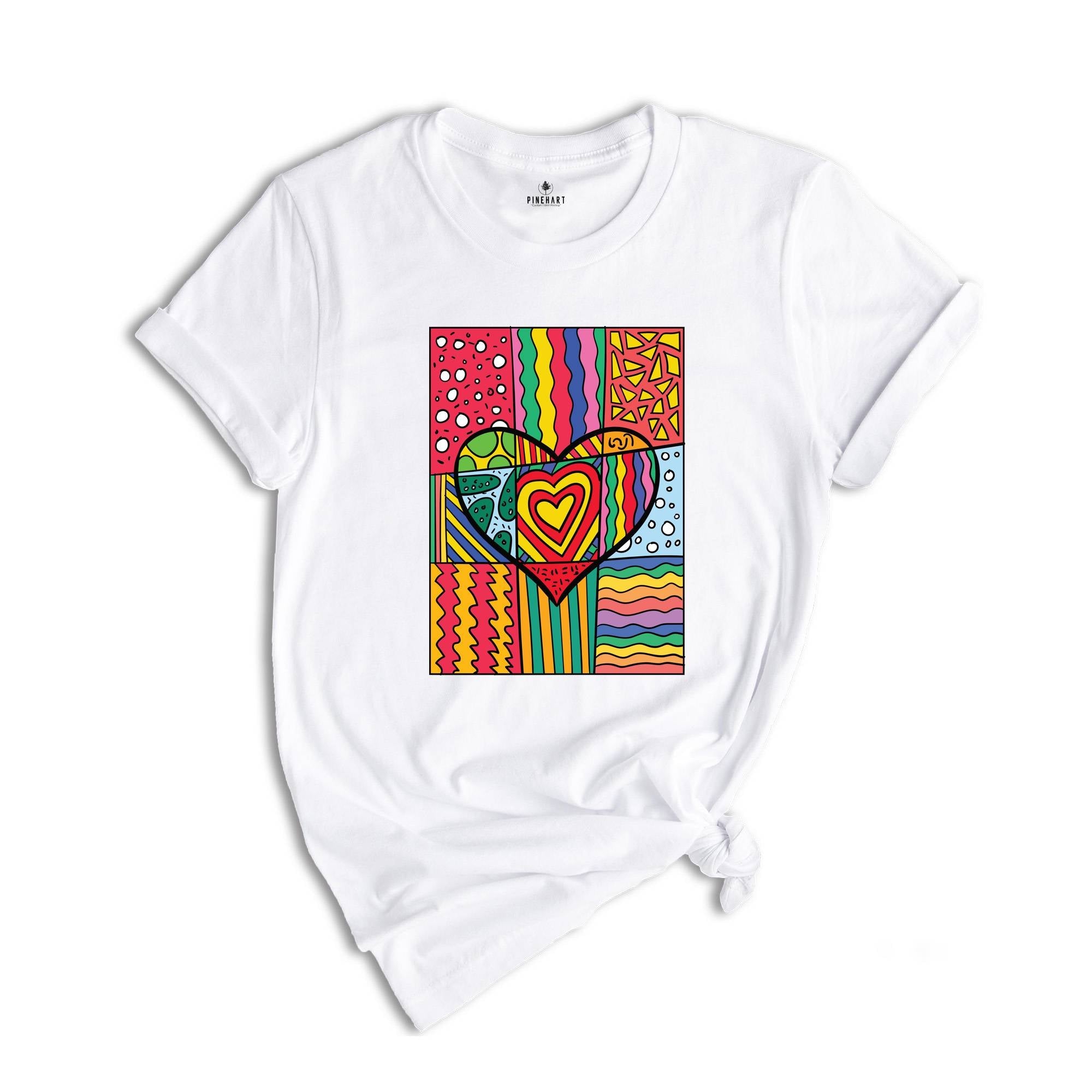 Pop Art Shirt, Heart Shirt, Graffiti Shirt, Rainbow Shirt, Minimalist Shirt, Pop Art, Vintage Shirt, Colorful Heart Shirt