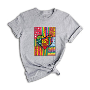 Pop Art Shirt, Heart Shirt, Graffiti Shirt, Rainbow Shirt, Minimalist Shirt, Pop Art, Vintage Shirt, Colorful Heart Shirt