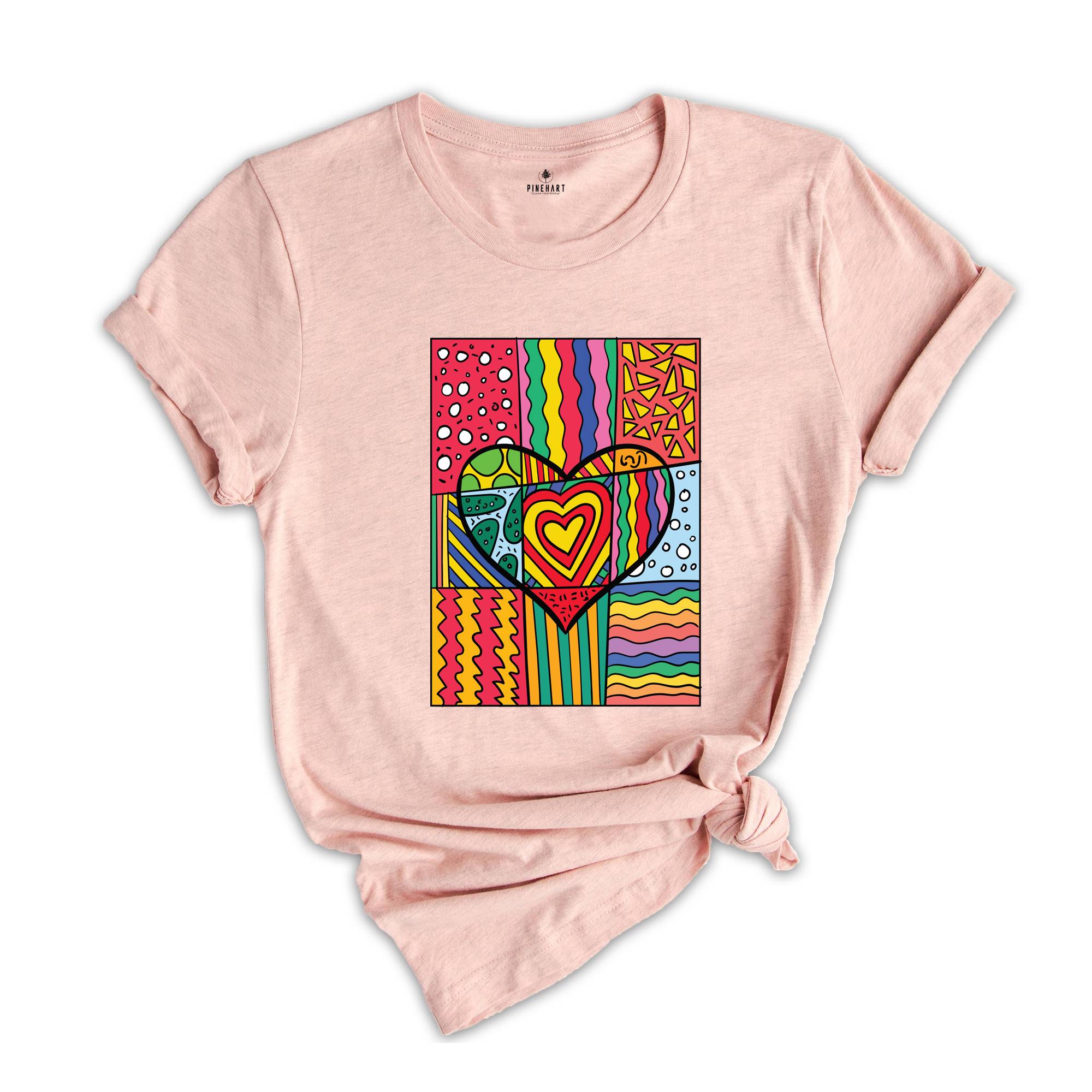Pop Art Shirt, Heart Shirt, Graffiti Shirt, Rainbow Shirt, Minimalist Shirt, Pop Art, Vintage Shirt, Colorful Heart Shirt