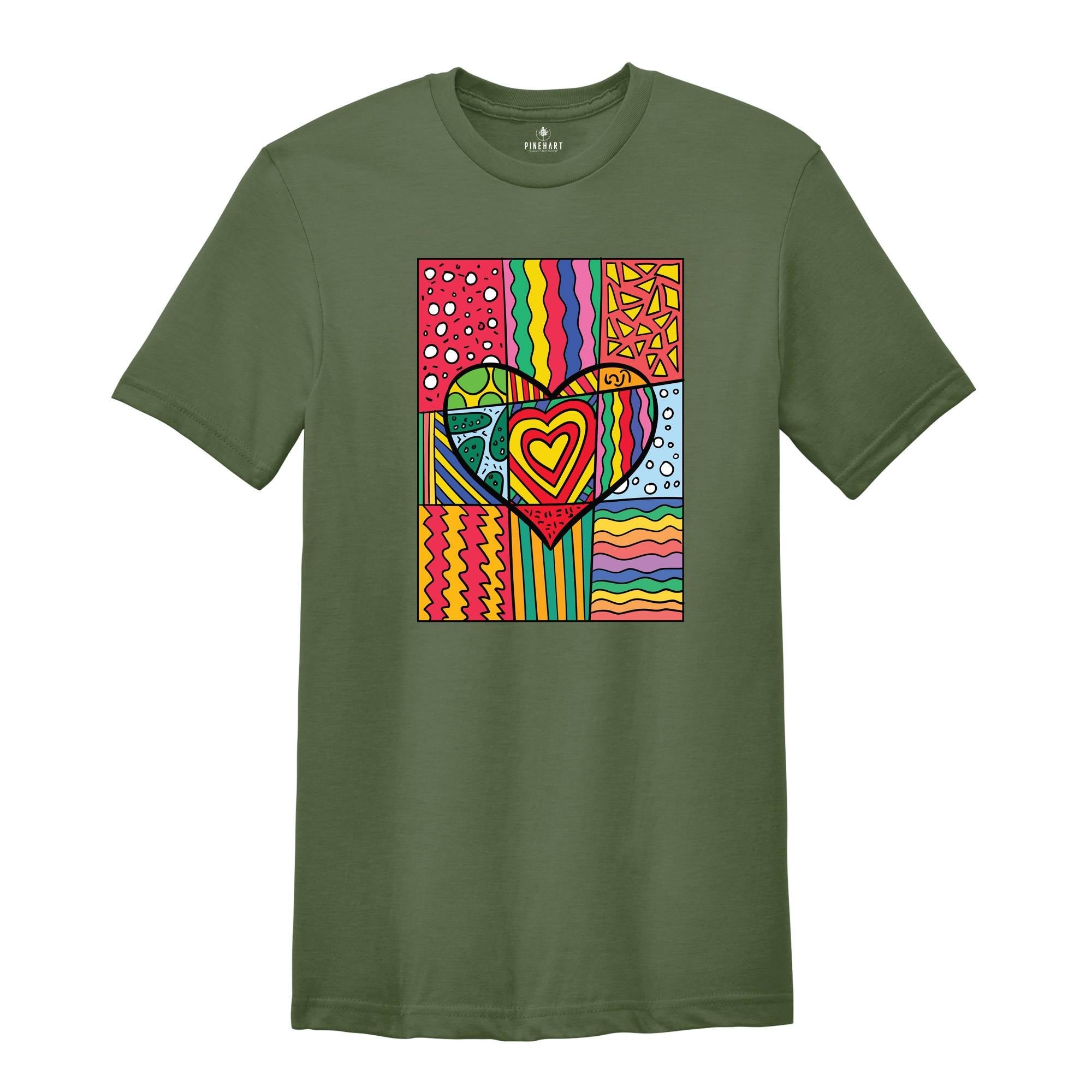 Pop Art Shirt, Heart Shirt, Graffiti Shirt, Rainbow Shirt, Minimalist Shirt, Pop Art, Vintage Shirt, Colorful Heart Shirt