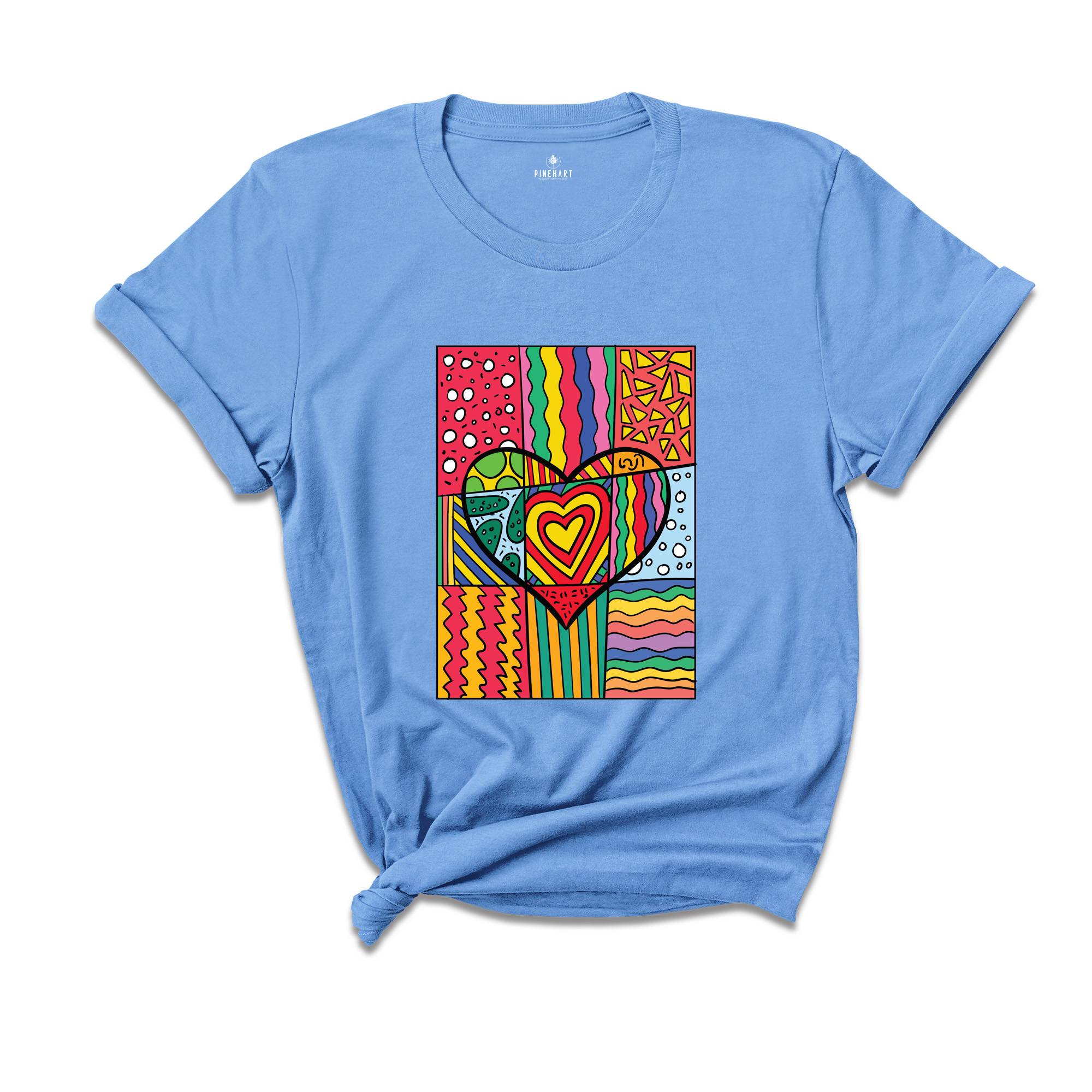 Pop Art Shirt, Heart Shirt, Graffiti Shirt, Rainbow Shirt, Minimalist Shirt, Pop Art, Vintage Shirt, Colorful Heart Shirt