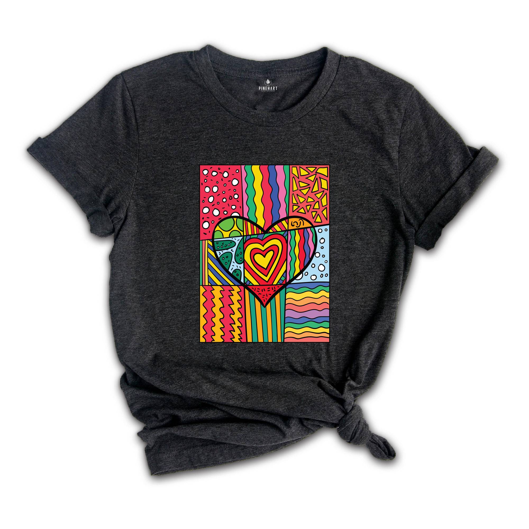 Pop Art Shirt, Heart Shirt, Graffiti Shirt, Rainbow Shirt, Minimalist Shirt, Pop Art, Vintage Shirt, Colorful Heart Shirt