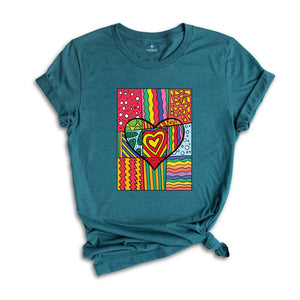 Pop Art Shirt, Heart Shirt, Graffiti Shirt, Rainbow Shirt, Minimalist Shirt, Pop Art, Vintage Shirt, Colorful Heart Shirt