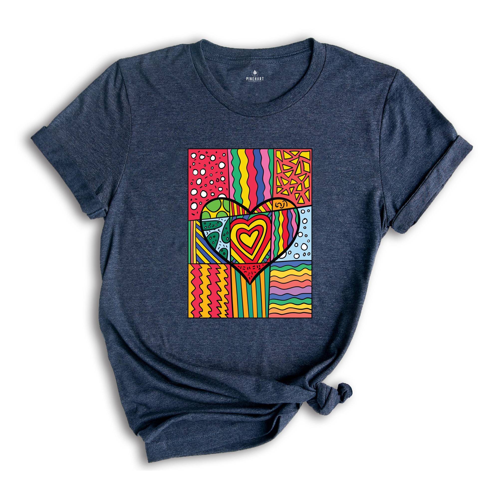 Pop Art Shirt, Heart Shirt, Graffiti Shirt, Rainbow Shirt, Minimalist Shirt, Pop Art, Vintage Shirt, Colorful Heart Shirt