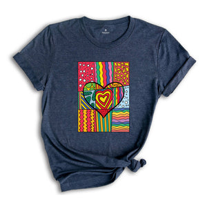 Pop Art Shirt, Heart Shirt, Graffiti Shirt, Rainbow Shirt, Minimalist Shirt, Pop Art, Vintage Shirt, Colorful Heart Shirt