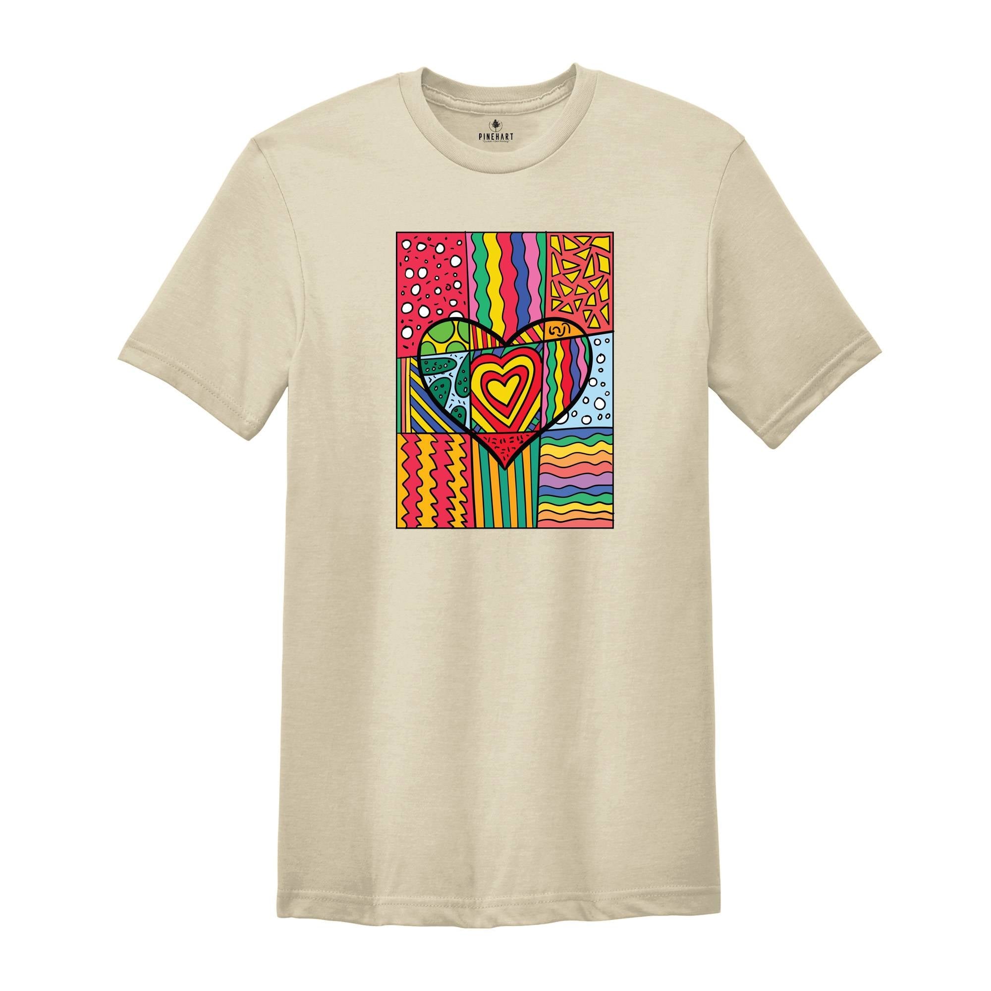Pop Art Shirt, Heart Shirt, Graffiti Shirt, Rainbow Shirt, Minimalist Shirt, Pop Art, Vintage Shirt, Colorful Heart Shirt