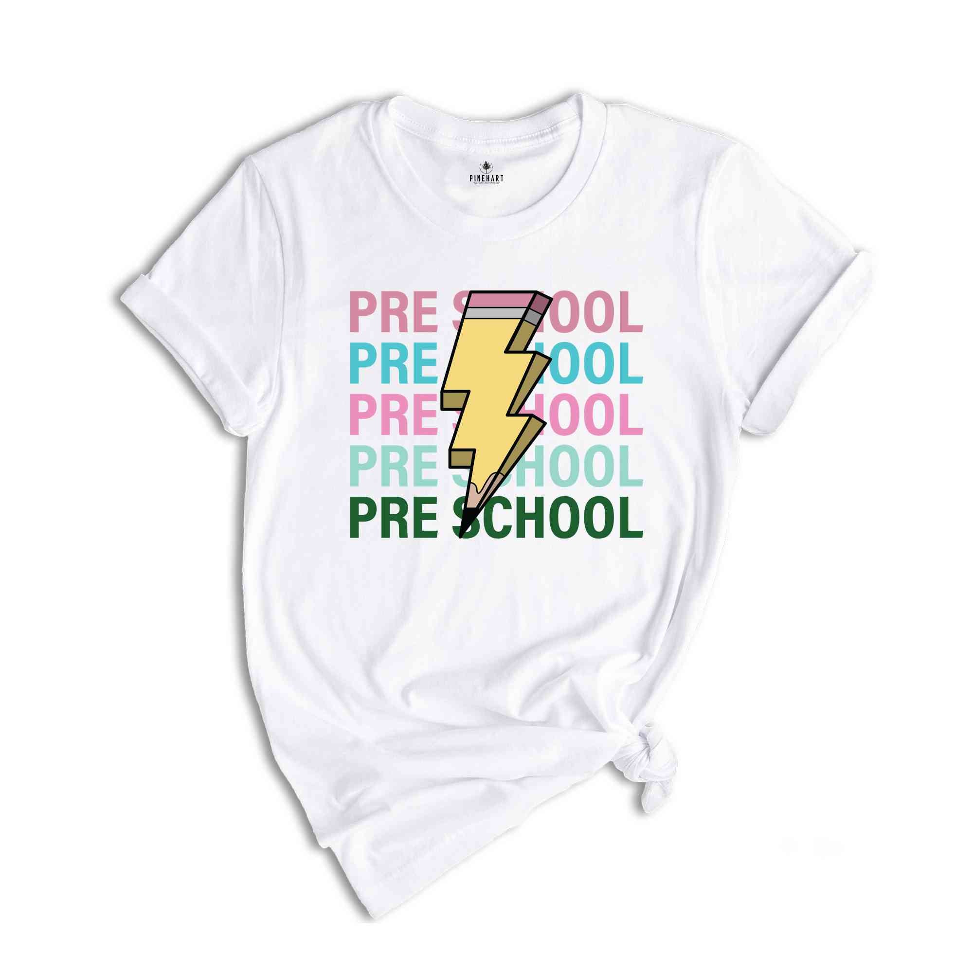 Pre School Pencil Shirt, Pencil Bolt Shirt, Retro Shirt, Back To School Shirt, School Shirt, Teacher Shirt, Pencil Shirt, Teacher Gift