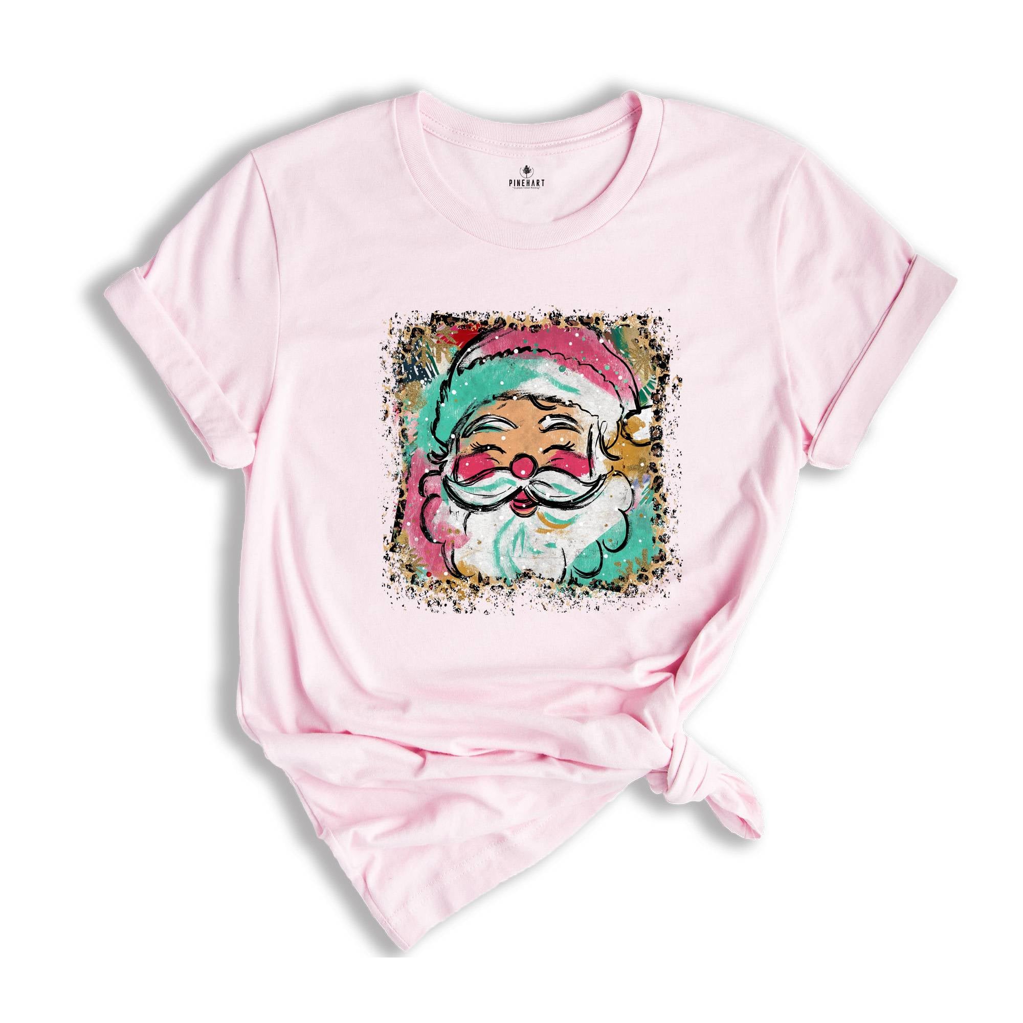 Preppy Santa Clause Shirt, Coquette Christmas Shirt, Glitter Santa Claus Shirt, Handwrite Shirt, Merry Christmas Shirt, Christmas Shirt