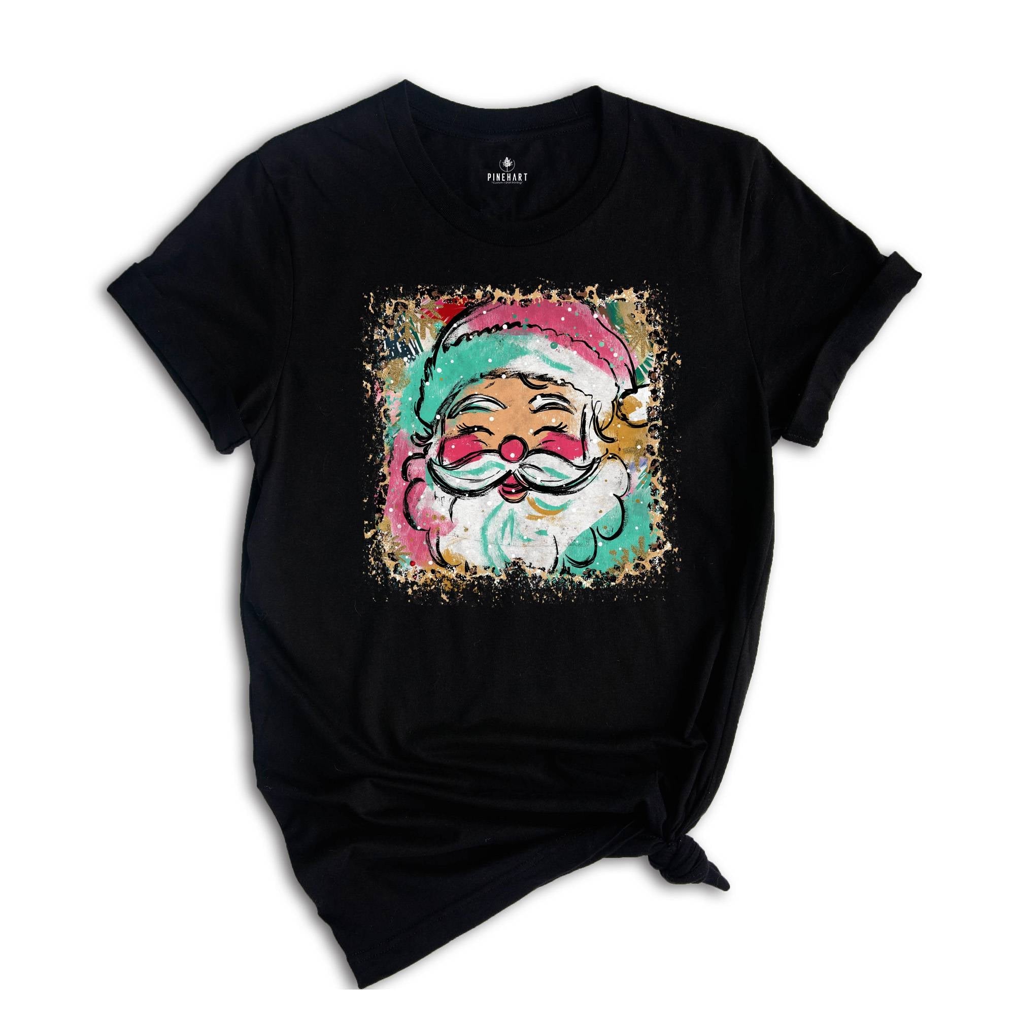 Preppy Santa Clause Shirt, Coquette Christmas Shirt, Glitter Santa Claus Shirt, Handwrite Shirt, Merry Christmas Shirt, Christmas Shirt
