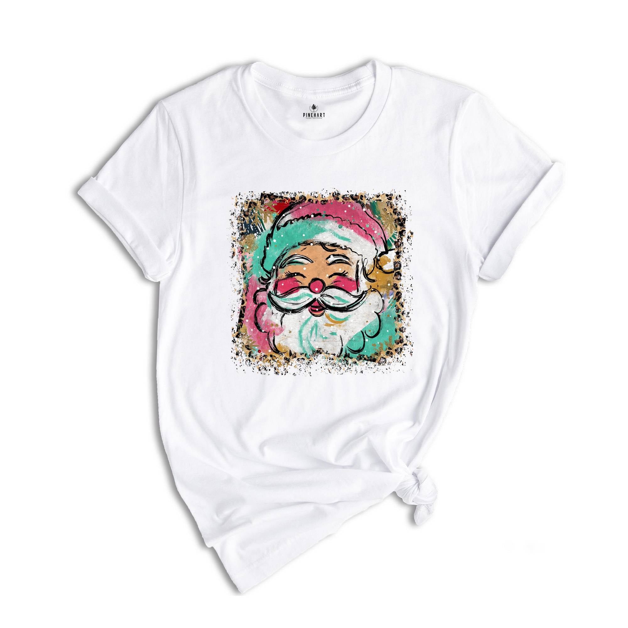 Preppy Santa Clause Shirt, Coquette Christmas Shirt, Glitter Santa Claus Shirt, Handwrite Shirt, Merry Christmas Shirt, Christmas Shirt