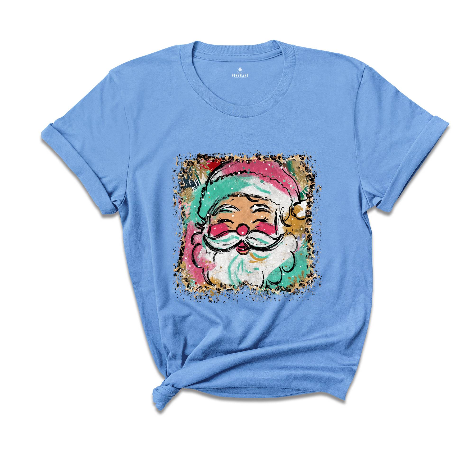 Preppy Santa Clause Shirt, Coquette Christmas Shirt, Glitter Santa Claus Shirt, Handwrite Shirt, Merry Christmas Shirt, Christmas Shirt