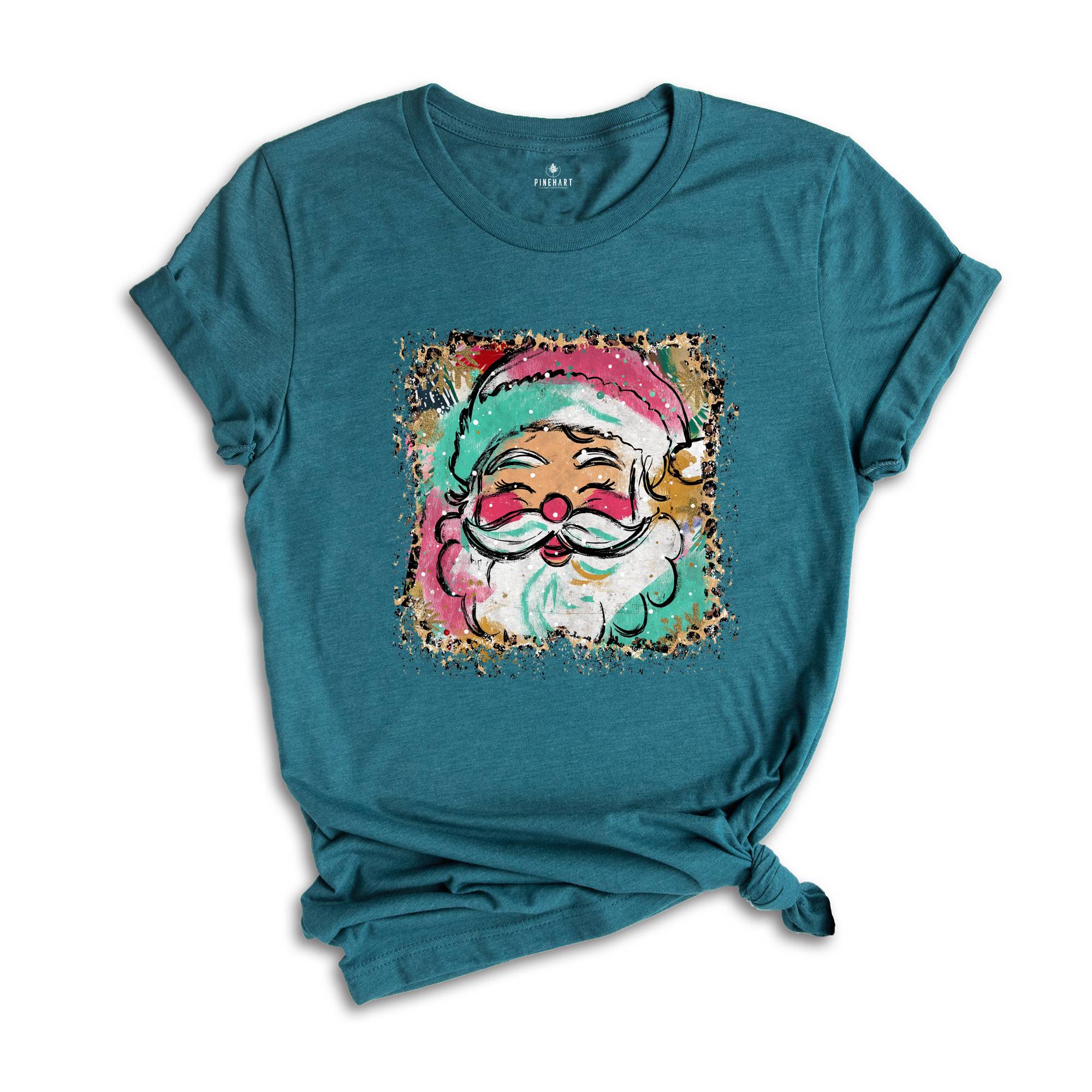 Preppy Santa Clause Shirt, Coquette Christmas Shirt, Glitter Santa Claus Shirt, Handwrite Shirt, Merry Christmas Shirt, Christmas Shirt