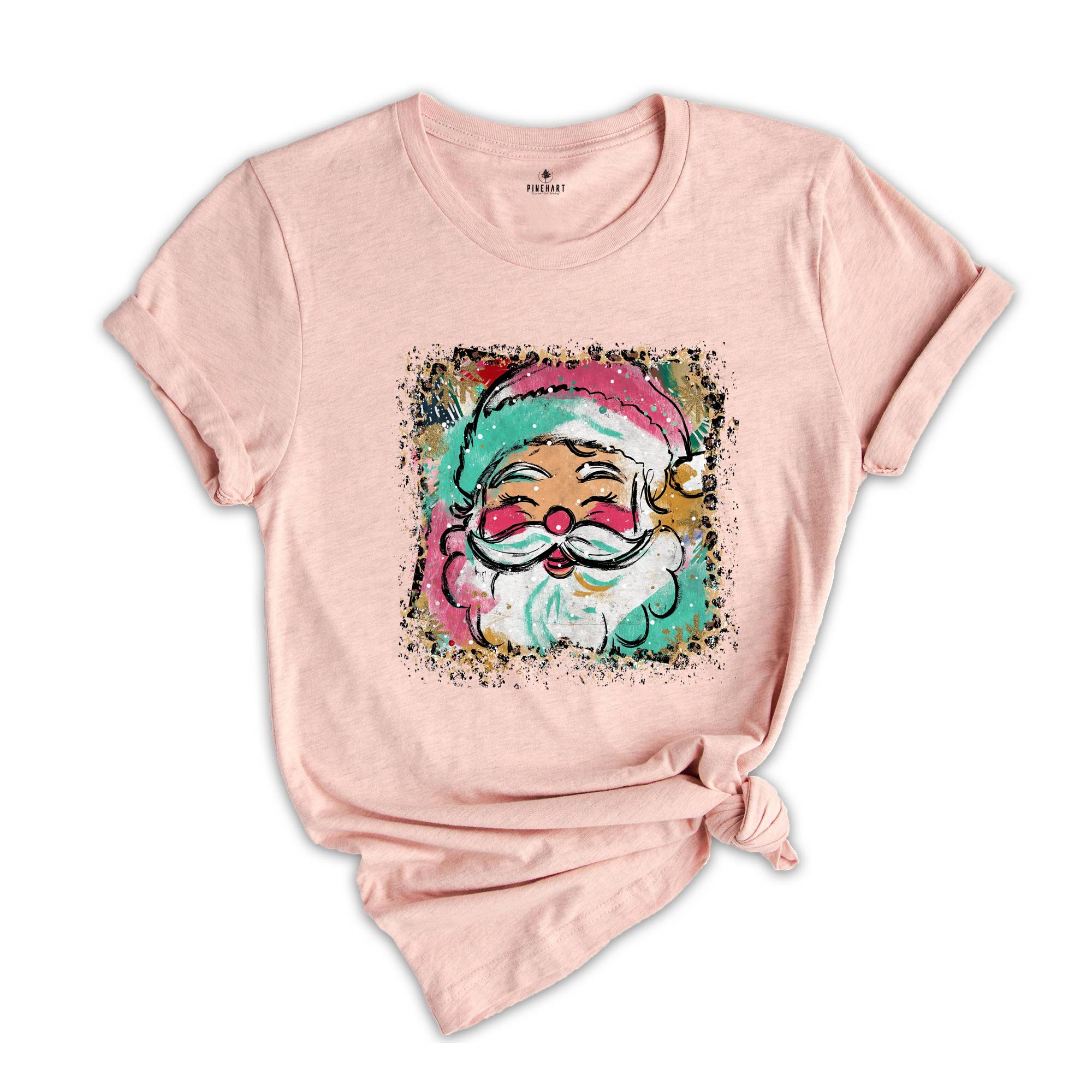 Preppy Santa Clause Shirt, Coquette Christmas Shirt, Glitter Santa Claus Shirt, Handwrite Shirt, Merry Christmas Shirt, Christmas Shirt