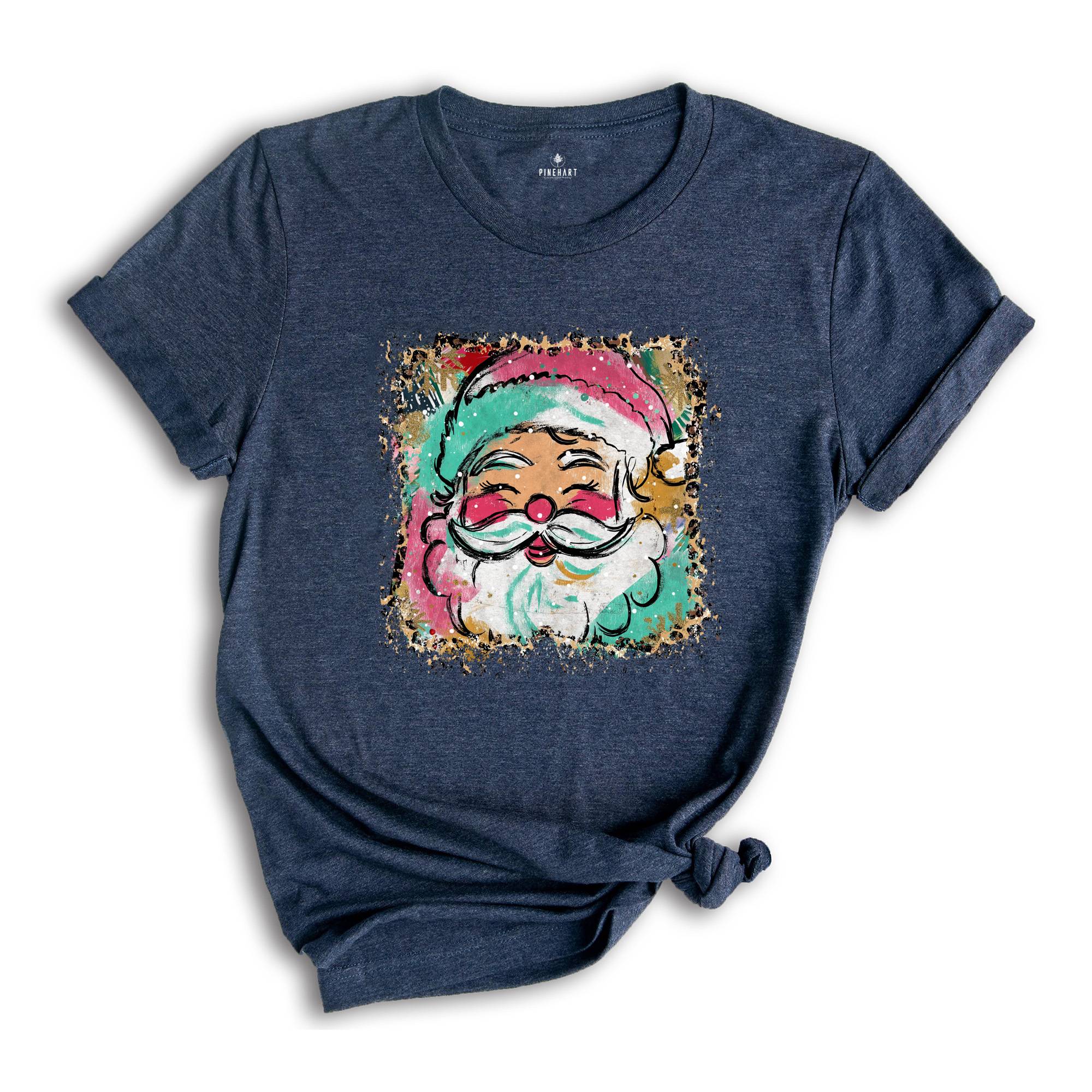 Preppy Santa Clause Shirt, Coquette Christmas Shirt, Glitter Santa Claus Shirt, Handwrite Shirt, Merry Christmas Shirt, Christmas Shirt