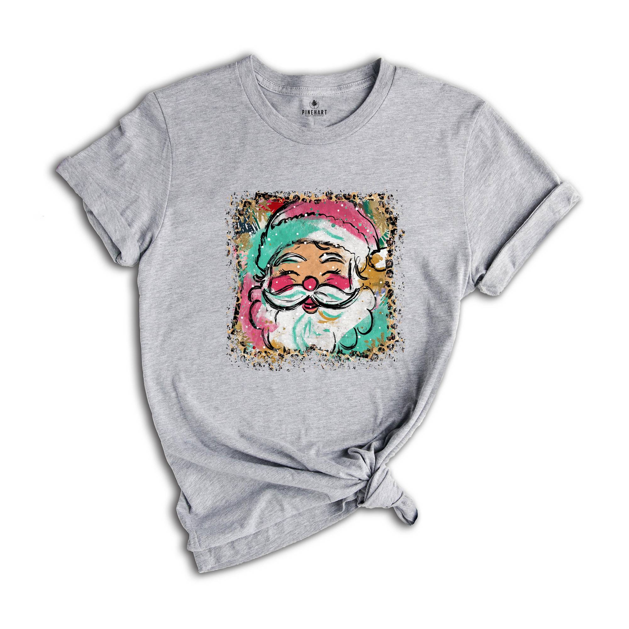 Preppy Santa Clause Shirt, Coquette Christmas Shirt, Glitter Santa Claus Shirt, Handwrite Shirt, Merry Christmas Shirt, Christmas Shirt
