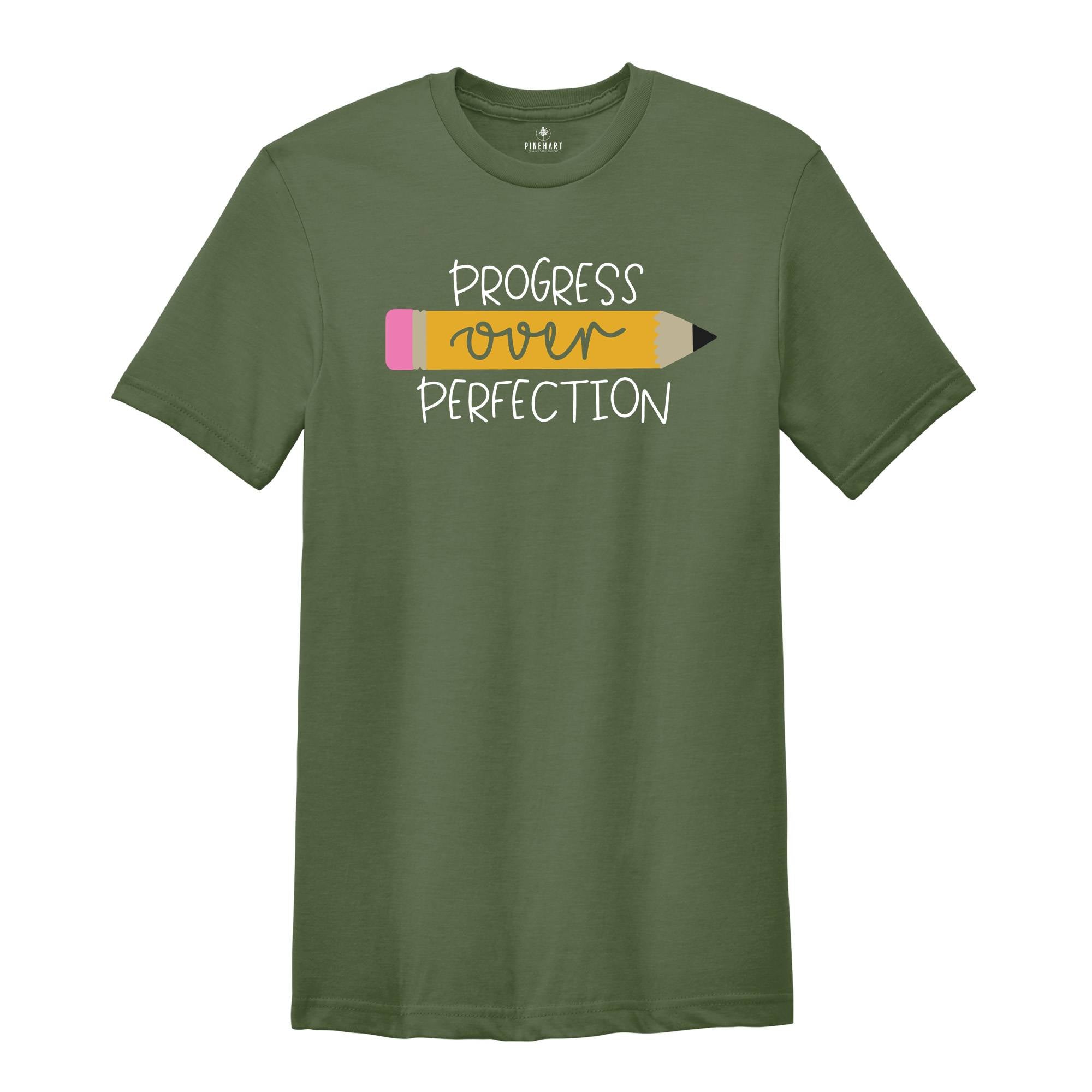 Progress Over Perfection Shirt, Back To School Shirt, Teacher Shirts, Back To School Sweatshirt, Kindergarten Teacher Tee