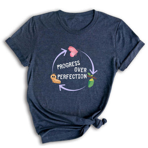 Progress Over Perfection Shirt, Inspirational Shirt, Butterflies Teacher Shirt, Gift For Teacher Shirt, Teacher Appreciation Shirt
