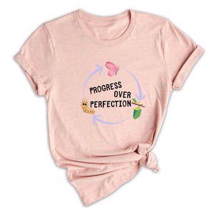 Progress Over Perfection Shirt, Inspirational Shirt, Butterflies Teacher Shirt, Gift For Teacher Shirt, Teacher Appreciation Shirt
