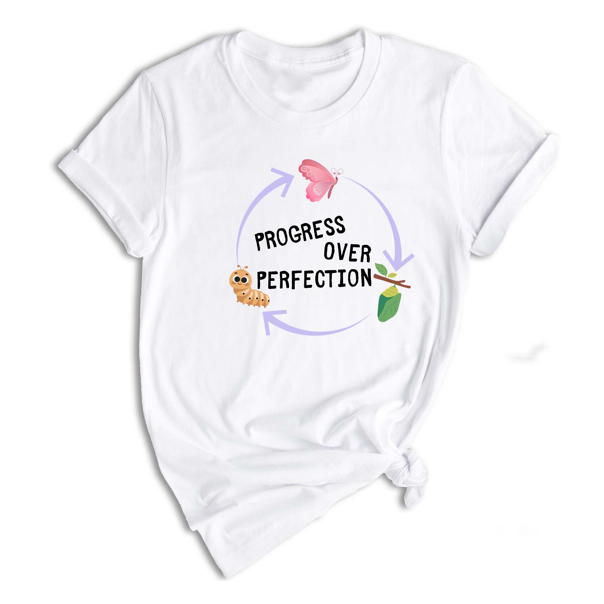 Progress Over Perfection Shirt, Inspirational Shirt, Butterflies Teacher Shirt, Gift For Teacher Shirt, Teacher Appreciation Shirt