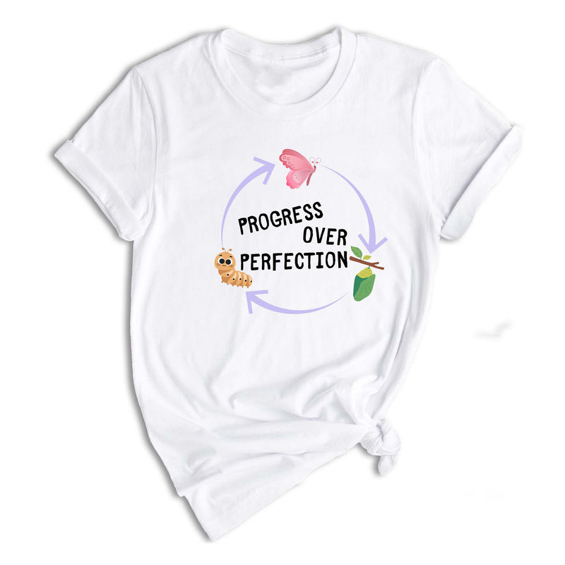 Progress Over Perfection Shirt, Inspirational Shirt, Butterflies Teacher Shirt, Gift For Teacher Shirt, Teacher Appreciation Shirt