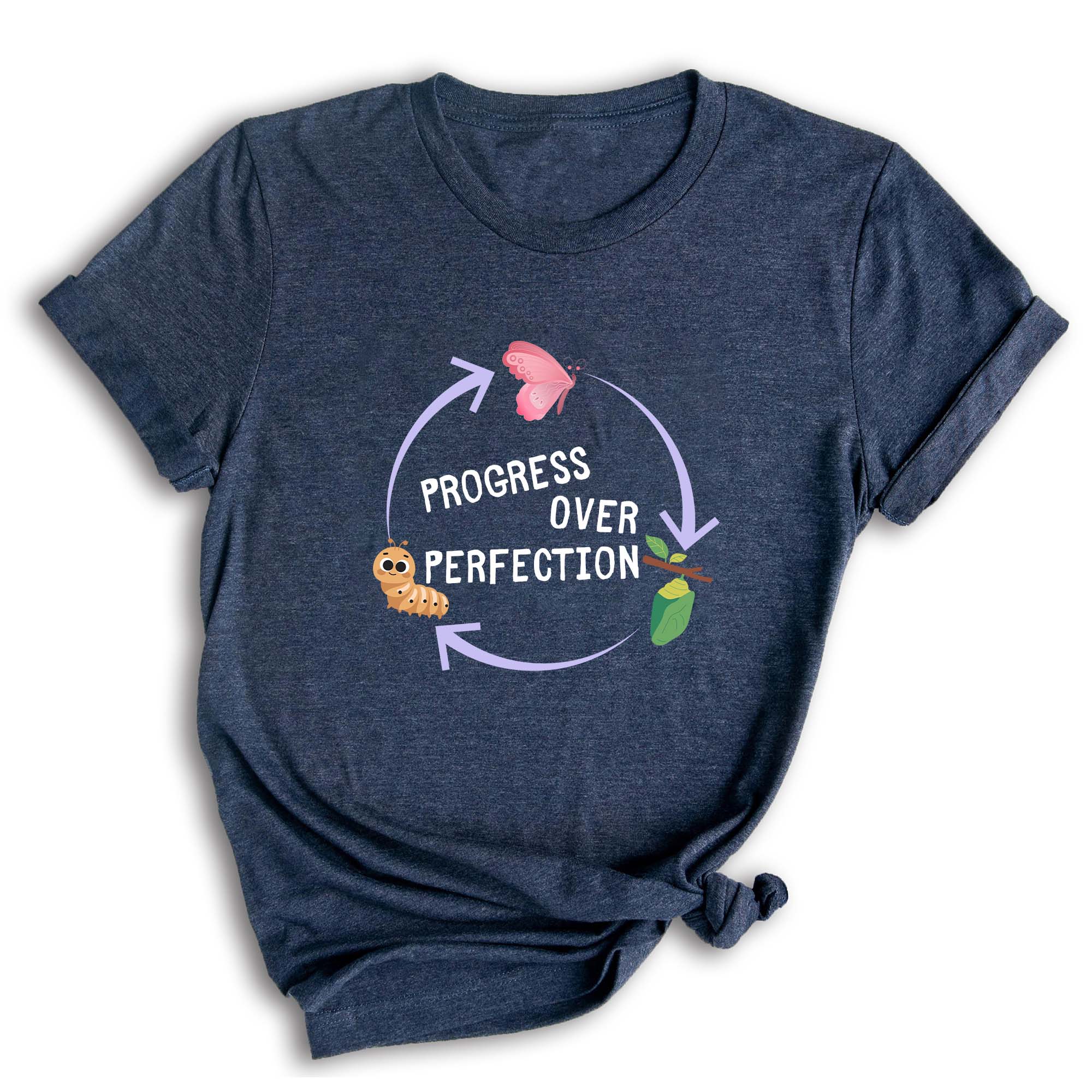 Progress Over Perfection Shirt, Inspirational Shirt, Butterflies Teacher Shirt, Gift For Teacher Shirt, Teacher Appreciation Shirt
