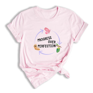 Progress Over Perfection Shirt, Inspirational Shirt, Butterflies Teacher Shirt, Gift For Teacher Shirt, Teacher Appreciation Shirt