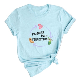 Progress Over Perfection Shirt, Inspirational Shirt, Butterflies Teacher Shirt, Gift For Teacher Shirt, Teacher Appreciation Shirt