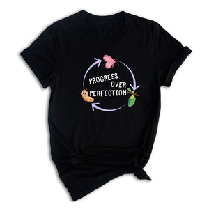 Progress Over Perfection Shirt, Inspirational Shirt, Butterflies Teacher Shirt, Gift For Teacher Shirt, Teacher Appreciation Shirt