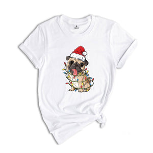 Pug Santa Christmas Shirt, Pug Lover Shirt, Pug Santa Hat Shirt, Pug Lover Gift, Dog Christmas Shirt, Animal Santa Shirt