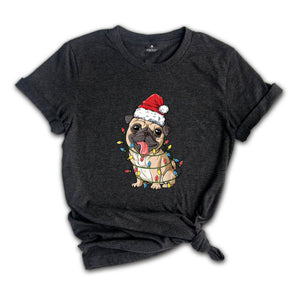 Pug Santa Christmas Shirt, Pug Lover Shirt, Pug Santa Hat Shirt, Pug Lover Gift, Dog Christmas Shirt, Animal Santa Shirt