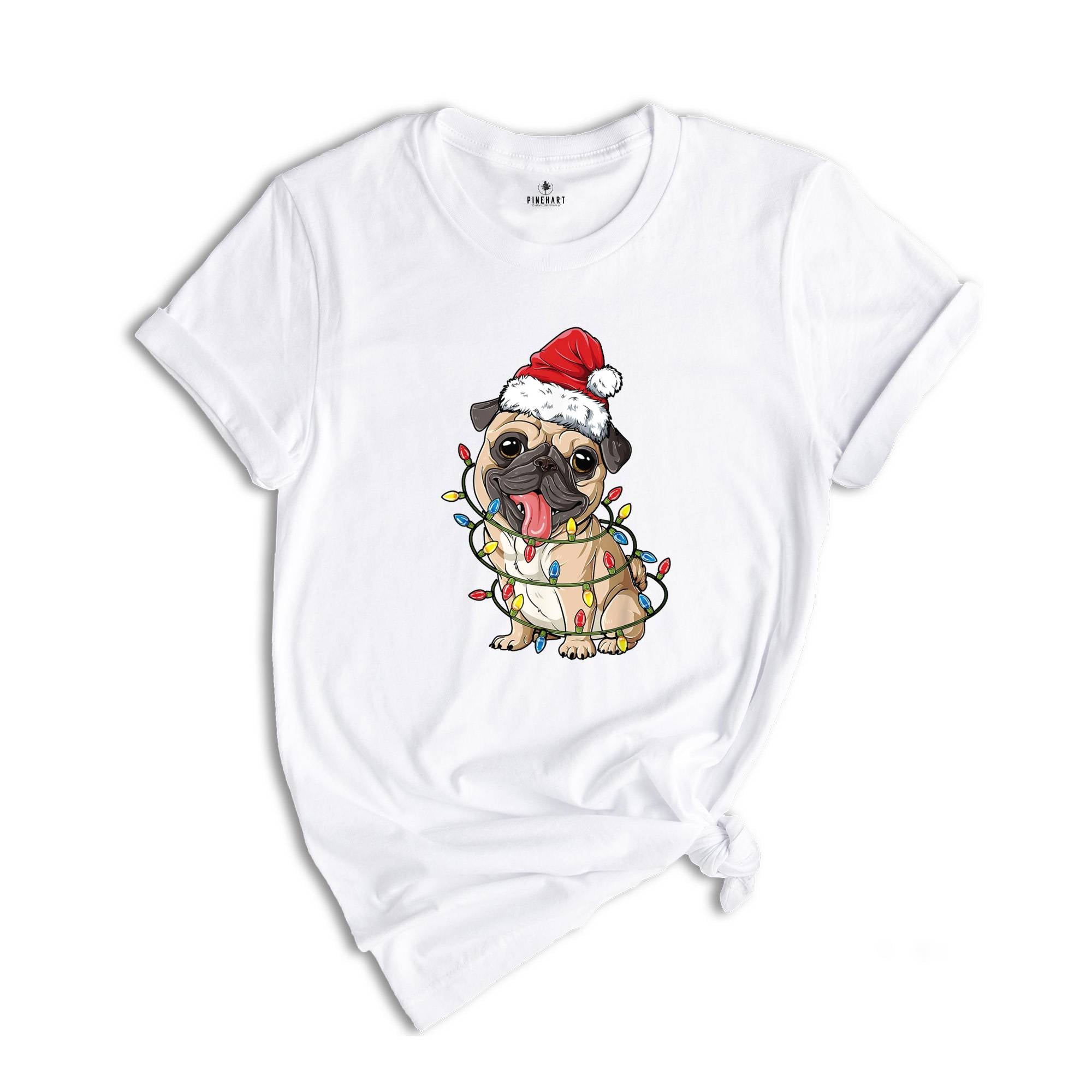 Pug Santa Christmas Shirt, Pug Lover Shirt, Pug Santa Hat Shirt, Pug Lover Gift, Dog Christmas Shirt, Animal Santa Shirt