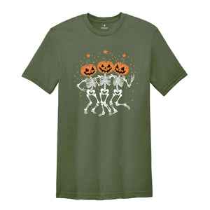 Pumpkin Skeleton Halloween Shirt, Pumpkin Halloween Tee, Halloween Skeleton Tee, Pumpkin Shirt, Spooky Season T-Shirt, Fall Shirt for Women