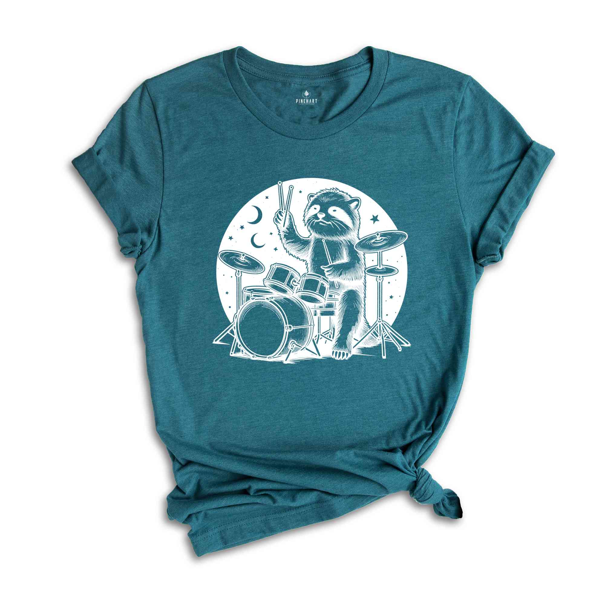 Raccoon Playing Drums Retro T-Shirt, Raccoon Vintage Tattoo Style Shirt, Funny T Shirt, 90s Graphic Tee, Octopus Drummer Music Gift