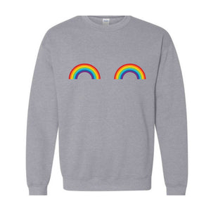 Rainbow boobs Sweatshirt, Cute boobs Crewneck, Breast Boobs Sweatshirt, Free the Nipple Sweatshirt, Gay Pride Sweatshirt, LGBT Crewneck