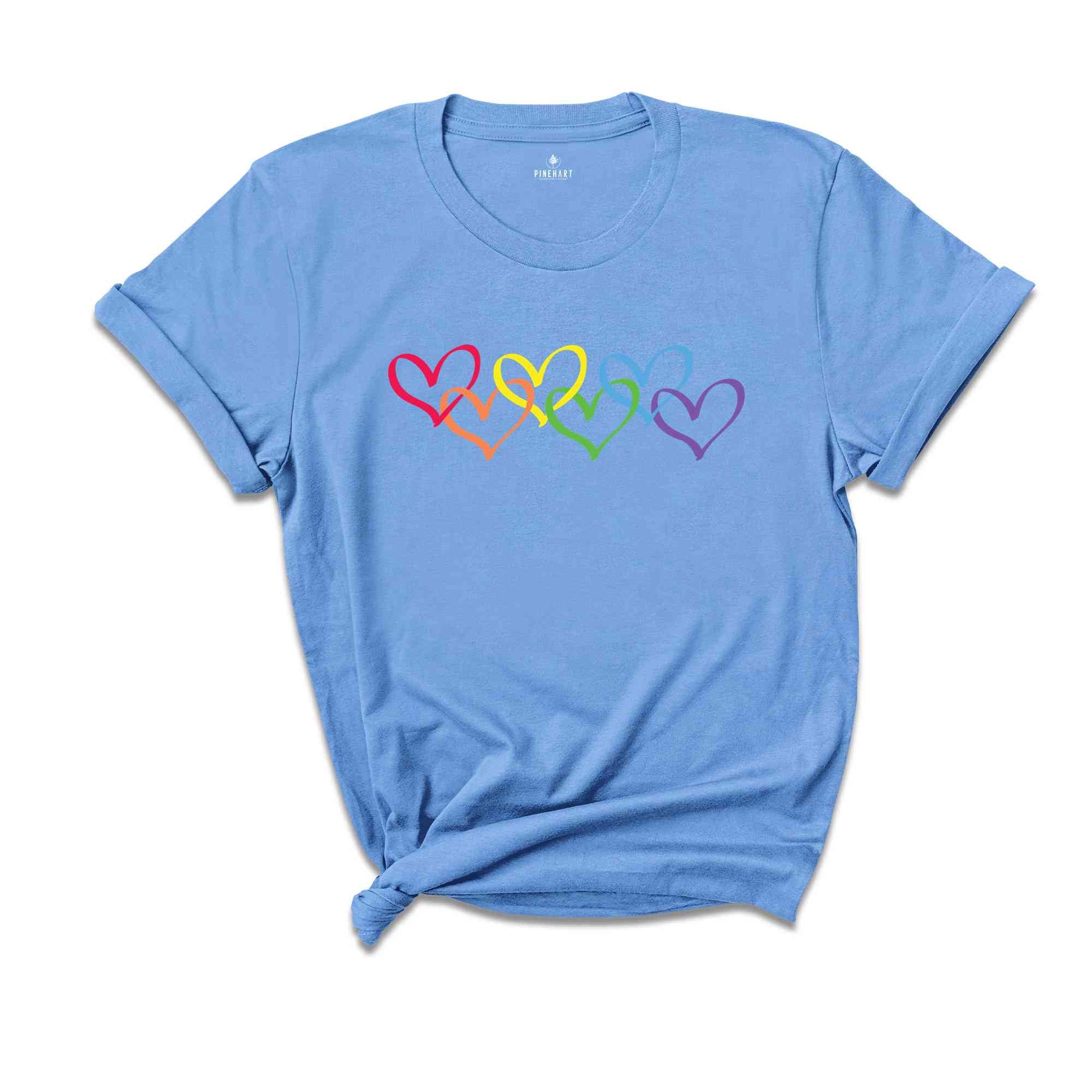 Rainbow Hearts Shirt, Love Is Love Shirt, Rainbow Shirt, Hearts Shirt, Pride Rainbow Shirt, Pride Heart Shirt, LGBT Shirt, Gay Shirt