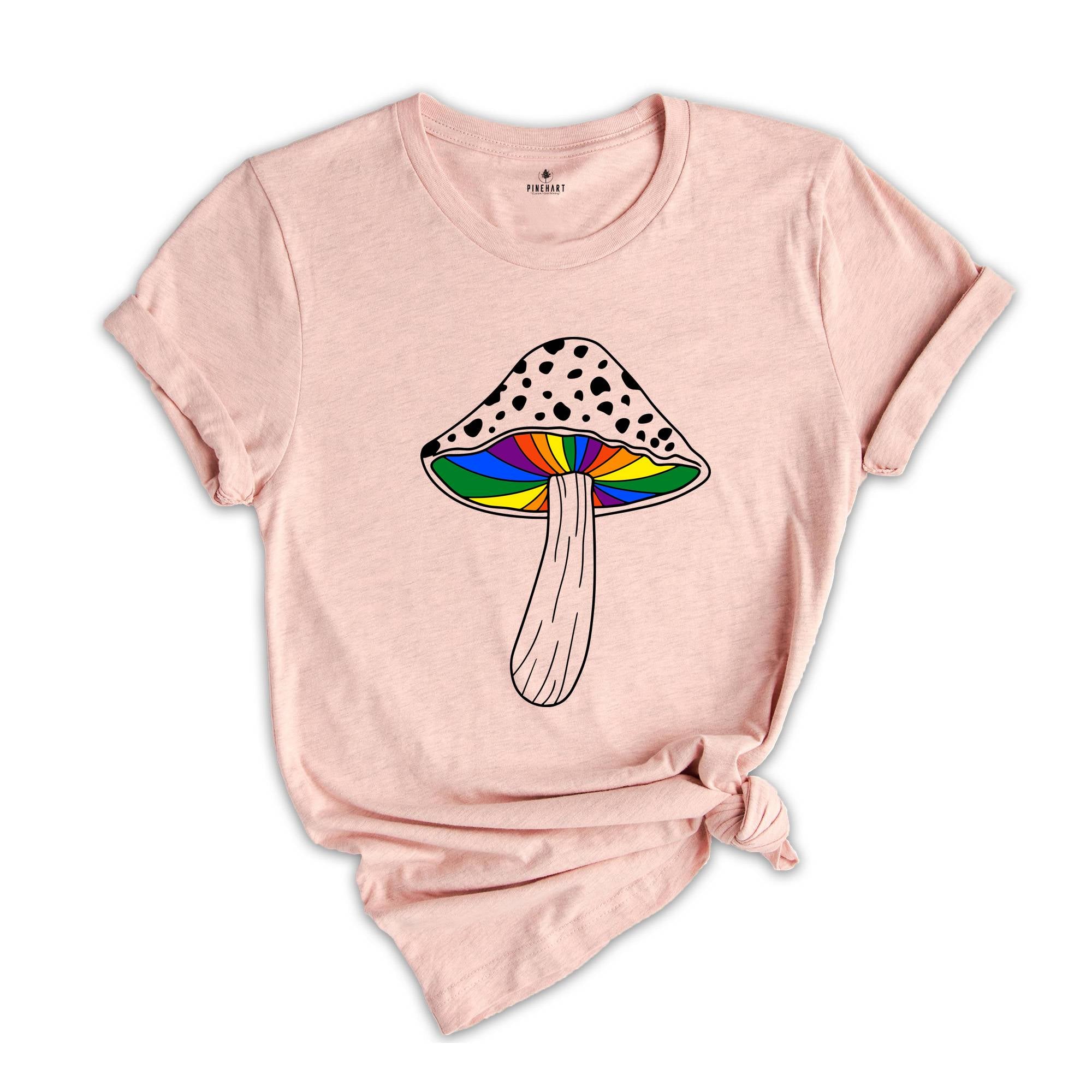 Rainbow Magic Mushroom Shirt, LGBTQ Mushroom T-shirt, Moon Phase Shirt, Gay Magic Mushroom Shirt, Lesbian Pride Tee