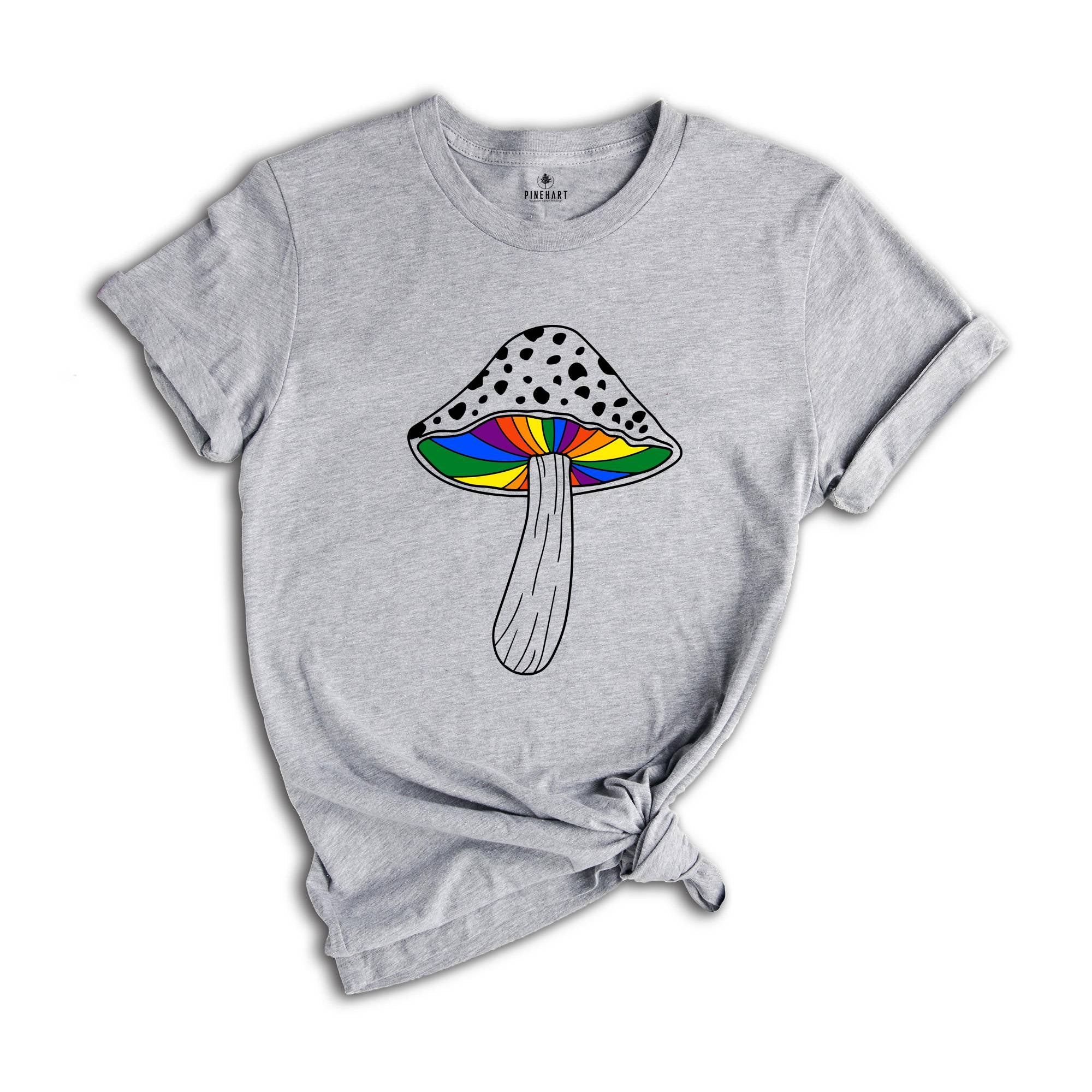 Rainbow Magic Mushroom Shirt, LGBTQ Mushroom T-shirt, Moon Phase Shirt, Gay Magic Mushroom Shirt, Lesbian Pride Tee